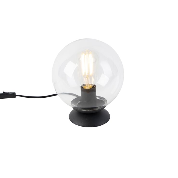 Art Deco Table Lamp Black with Clear Shade
