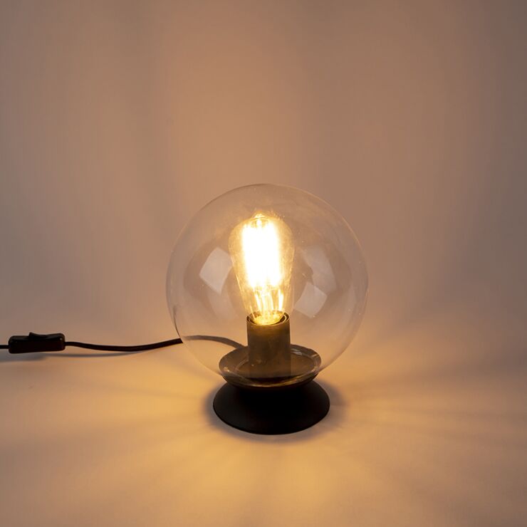 Art Deco Table Lamp Black with Clear Shade – Image 3